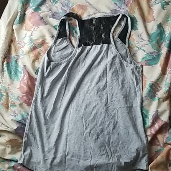 Maroon/ Grey lace tank top - Picture 4 of 4